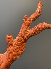 A large Chinese red coral 'Baxian' group, 19/20th C.