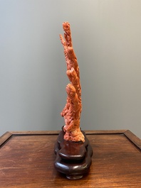 A large Chinese red coral 'Baxian' group, 19/20th C.