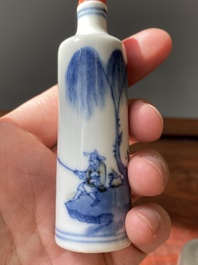 Quatre tabati&egrave;res en porcelaine de Chine en bleu, blanc et rouge de cuivre, 19/20&egrave;me