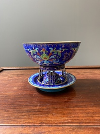 A Chinese Beijing enamel warming bowl with Shou-characters, Qianlong