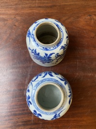 A pair of Chinese blue and white bell-shaped water pots, Kangxi