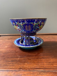 A Chinese Beijing enamel warming bowl with Shou-characters, Qianlong