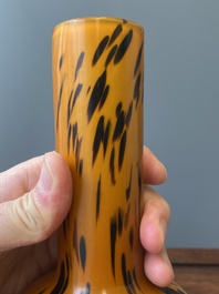 A Chinese spotted amber-coloured Peking glass bottle vase, Xianfeng mark and of the period