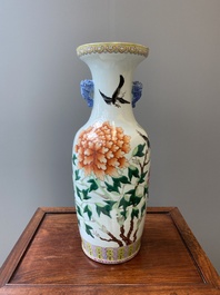 A Chinese famille rose 'magpies and peonies' vase, Guangxu mark and of the period