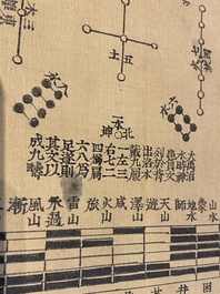 D'apr&egrave;s Lu Anshi (Chine, active 17/18&egrave;me): Une carte de la Chine unifi&eacute;e sous les Qing, encre rouge et noire sur soie, dat&eacute;e 1722