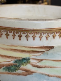 A large Chinese famille rose 'fox hunt' bowl, Qianlong