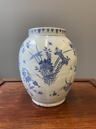 A Chinese blue and white 'floral sprigs' vase, Transitional period