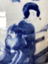 A large Chinese blue and white 'Immortals' vase, Transitional period