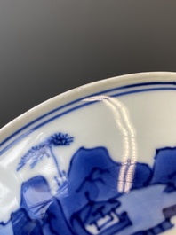 A Chinese blue and white shallow bowl, Kangxi mark and of the period