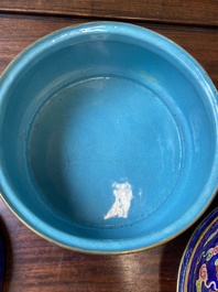 A Chinese Canton enamel three-piece warming bowl, Qianlong