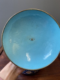 A Chinese Canton enamel three-piece warming bowl, Qianlong