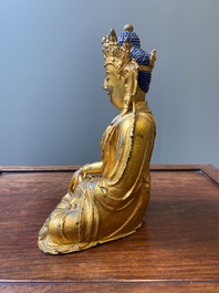 A fine Chinese gilt bronze sculpture of Shakyamuni Buddha, 15/16th C.
