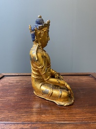 A fine Chinese gilt bronze sculpture of Shakyamuni Buddha, 15/16th C.