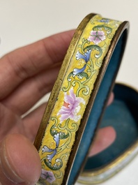 A fine Beijing enamel oval snuff box and cover with European ladies, Qianlong mark and probably of the period