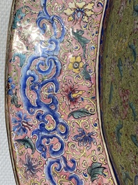 An exceptionally large Chinese Canton enamel basin, Yongzheng