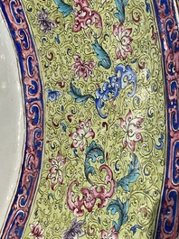 An exceptionally large Chinese Canton enamel basin, Yongzheng