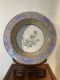 An exceptionally large Chinese Canton enamel basin, Yongzheng