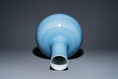A large Chinese monochrome claire-de-lune-glazed bottle vase, 19th C.