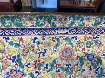 A massive Chinese Canton enamel rectangular tray, Yongzheng/Qianlong