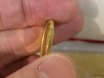 Four Chinese gold coins commemorating archeological discoveries from the Bronze Age, 1981