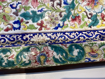 A massive Chinese Canton enamel rectangular tray, Yongzheng/Qianlong