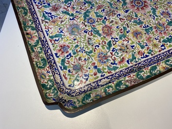 A massive Chinese Canton enamel rectangular tray, Yongzheng/Qianlong