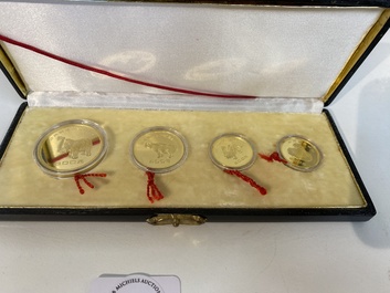 Four Chinese gold coins commemorating archeological discoveries from the Bronze Age, 1981