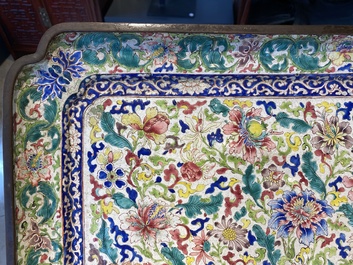 A massive Chinese Canton enamel rectangular tray, Yongzheng/Qianlong