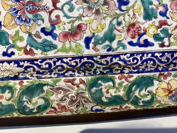 A massive Chinese Canton enamel rectangular tray, Yongzheng/Qianlong