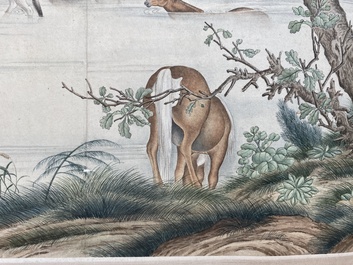 Chinese school, after Giuseppe Castiglione 郎世寧 (1688-1766): '100 horses', handscroll, ink and colour on paper, 18/19th C.