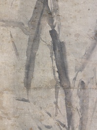 Chinese school, anonymous, in the collection of Shi Min 史敏 (1415-?): 'Heron and acorus', watercolour on paper, dated 1427 but probably later