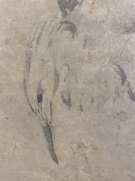 Chinese school, anonymous, in the collection of Shi Min 史敏 (1415-?): 'Heron and acorus', watercolour on paper, dated 1427 but probably later