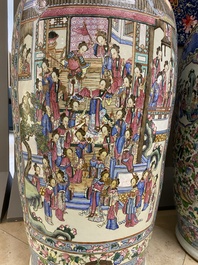 A pair of massive Chinese famille rose vases, 19th C.