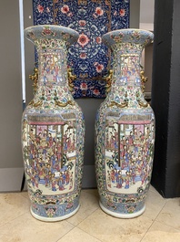 A pair of massive Chinese famille rose vases, 19th C.