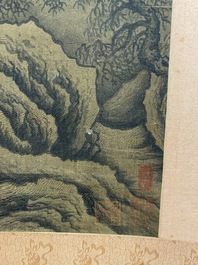 Chinese school: 'Mountainous landscape', ink and colour on silk, Ming
