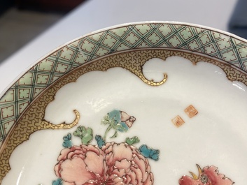 A rare Chinese semi-eggshell famille rose 'rooster' tea cup and saucer, Baiyun Shanren 白雲山人 seal mark, Yongzheng