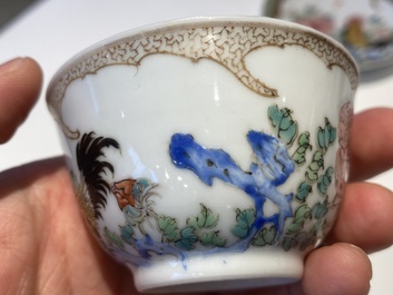 A rare Chinese semi-eggshell famille rose 'rooster' tea cup and saucer, Baiyun Shanren 白雲山人 seal mark, Yongzheng