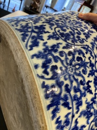 An exceptionally large Chinese blue and white basin with floral scrolls, Kangxi