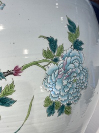 Aquarium en porcelaine de Chine famille rose &agrave; d&eacute;cor de grues, 19&egrave;me