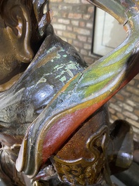 Importante sculpture d'un g&eacute;n&eacute;ral divin en bois laqu&eacute; et polychrom&eacute;, Japon, Edo, dat&eacute;e 1623