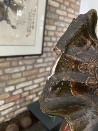 Importante sculpture d'un g&eacute;n&eacute;ral divin en bois laqu&eacute; et polychrom&eacute;, Japon, Edo, dat&eacute;e 1623