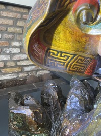 Importante sculpture d'un g&eacute;n&eacute;ral divin en bois laqu&eacute; et polychrom&eacute;, Japon, Edo, dat&eacute;e 1623