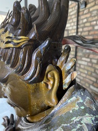 Importante sculpture d'un g&eacute;n&eacute;ral divin en bois laqu&eacute; et polychrom&eacute;, Japon, Edo, dat&eacute;e 1623