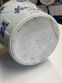 A Chinese blue and white bottle vase with floral designs, Transitional period