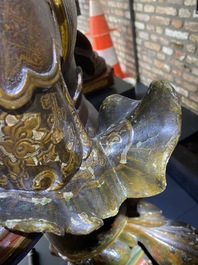 Importante sculpture d'un g&eacute;n&eacute;ral divin en bois laqu&eacute; et polychrom&eacute;, Japon, Edo, dat&eacute;e 1623