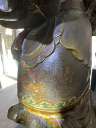 Importante sculpture d'un g&eacute;n&eacute;ral divin en bois laqu&eacute; et polychrom&eacute;, Japon, Edo, dat&eacute;e 1623