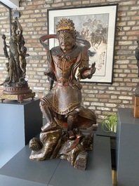 Importante sculpture d'un g&eacute;n&eacute;ral divin en bois laqu&eacute; et polychrom&eacute;, Japon, Edo, dat&eacute;e 1623