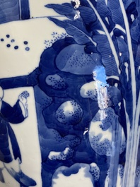 A pair of large Chinese blue and white jars and covers with ladies playing a game of go, 19th C.