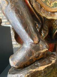 Importante sculpture d'un g&eacute;n&eacute;ral divin en bois laqu&eacute; et polychrom&eacute;, Japon, Edo, dat&eacute;e 1623