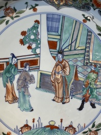 A Chinese doucai-verte 'audience with an official' dish, Kangxi
